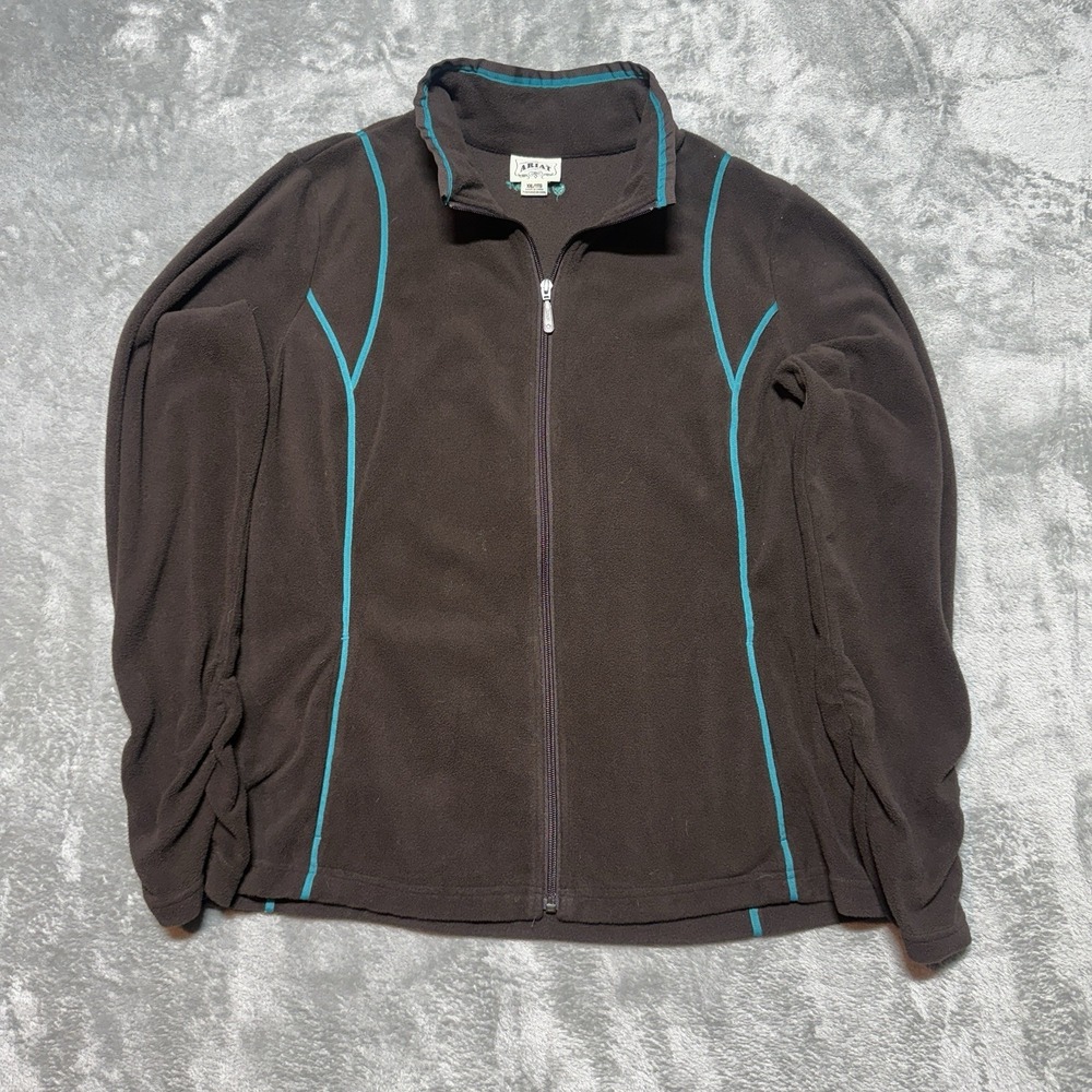 Ariat Women's XXL 2XL Brown Fleece Jacket Full Zip Turquoise Teal Western